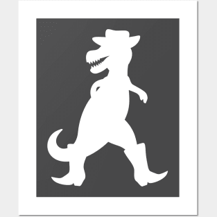 Cowboy T-Rex (white) Posters and Art